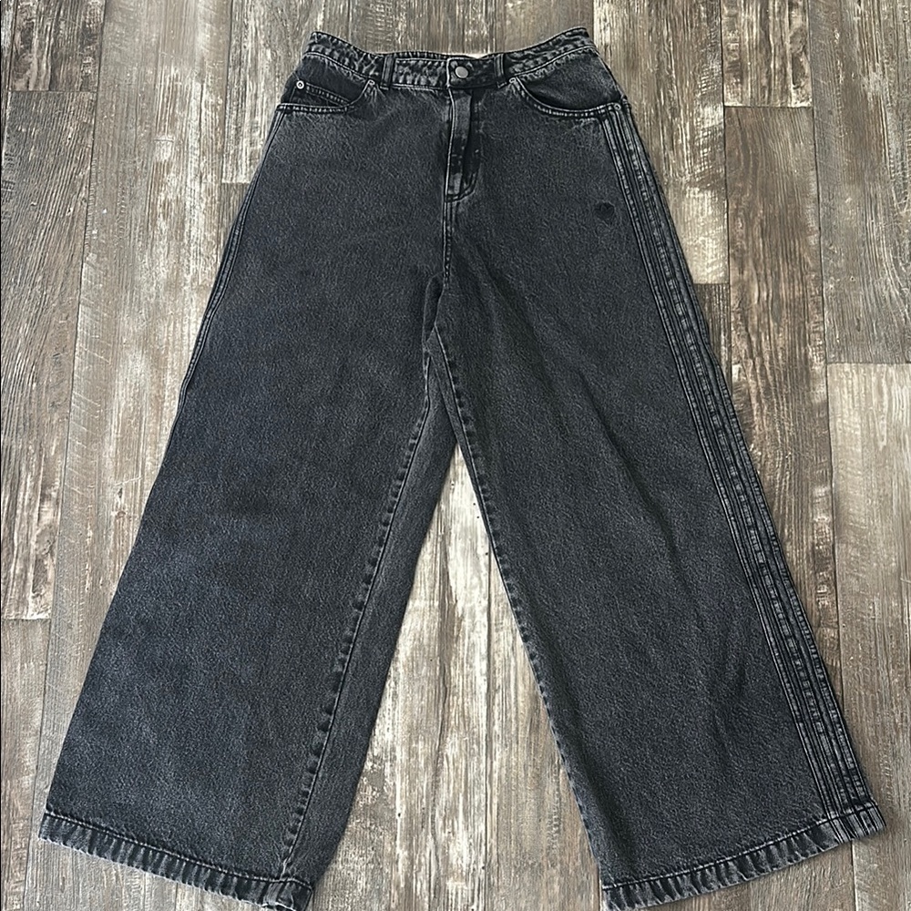 adidas Originals Black Flare Wide Leg Jeans